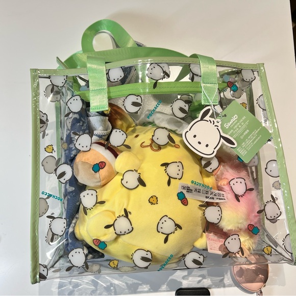 Sanrio Handbags - NWTS Rare Pochacco Green and Clear PVC Tote Beach Bag